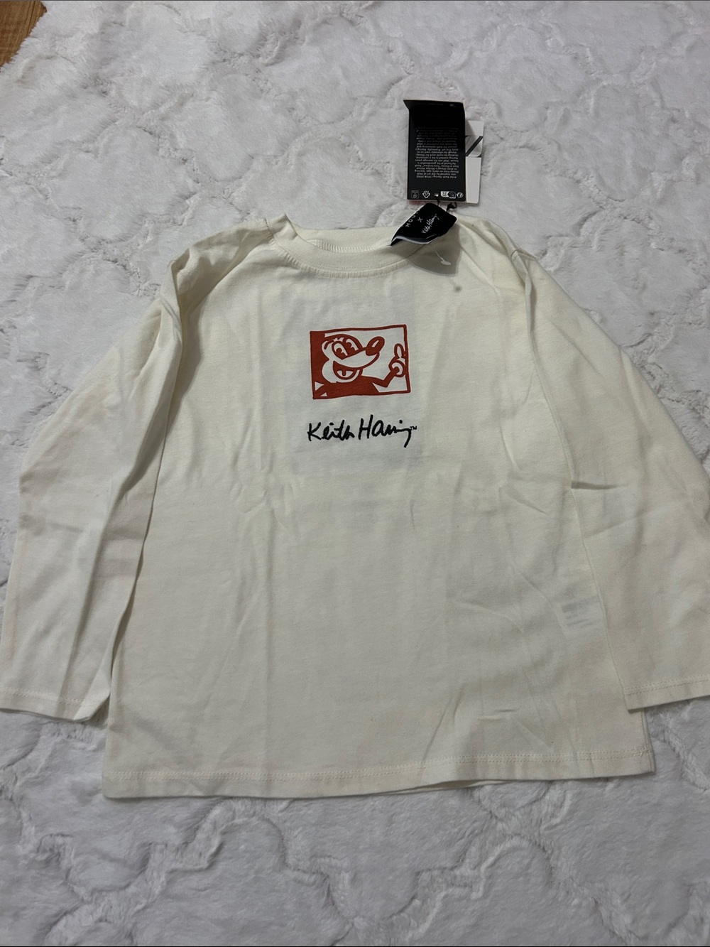 Kids Long-Sleeve Graphic Tee - Cream with Red Accent